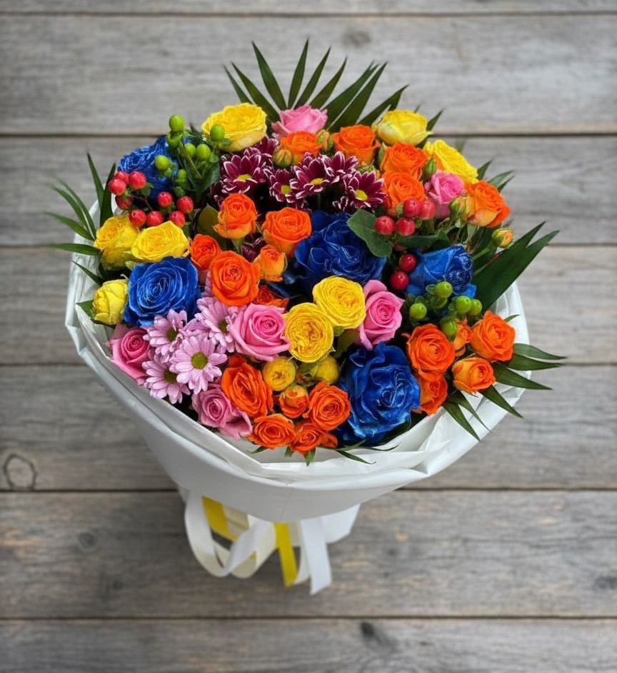 Букет цветов из: Розы и Хризантемы в Высоком