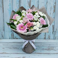 Букет цветов из:  Герберы, Альстромерии и Хризантемы в Высоком