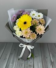 Букет цветов из:  Розы, Герберы и Хризантемы в Высоком