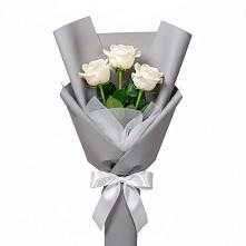 Букет 3 белые розы #REPLACE_PRED# Высоком