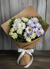 Букет цветов из:  Хризантемы и Розы в Высоком