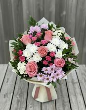 Букет цветов из:  Альстромерии, Гвоздики, Розы и Хризантемы #REPLACE_PRED# Высоком