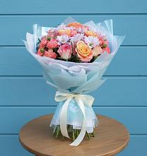 Букет цветов из:  Хризантемы и Розы в Высоком